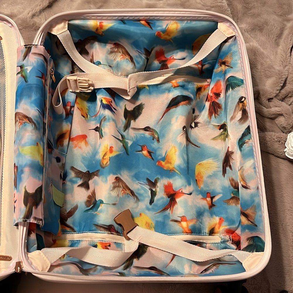 Ted Baker Oriental Blossom Cherry Blossom Pink And White Carry-On Suitcase - Picture 9 of 16